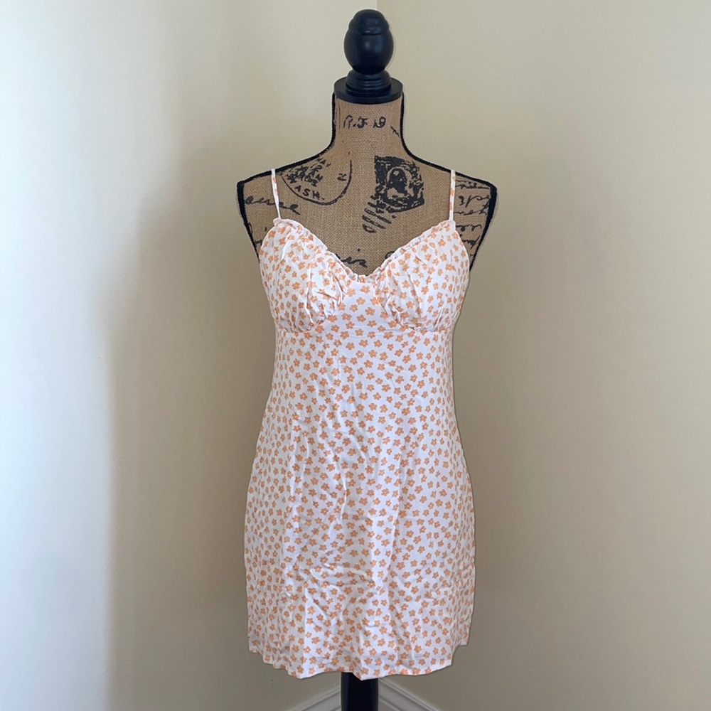 NWT, Women’s S, LA Hearts by PacSun, Orange & White Floral Mini Dress
